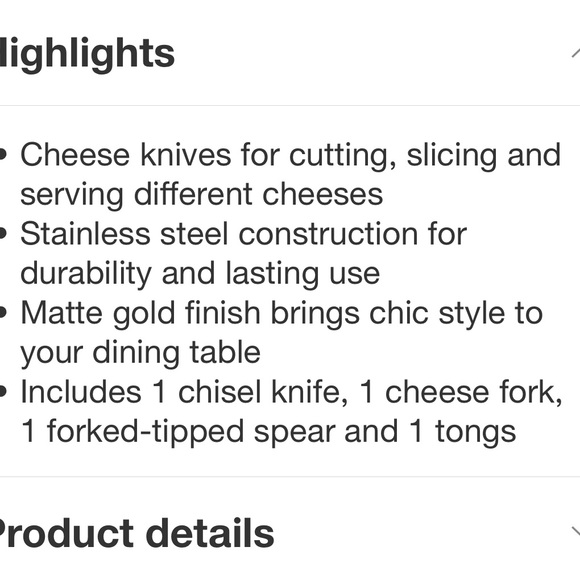 THRESHOLD NWT stainless steel cheese serving set -gold - Picture 4 of 6